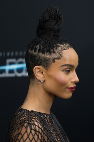 Image may contain Hair Face Human Person Black Hair Zoë Kravitz Head and Haircut